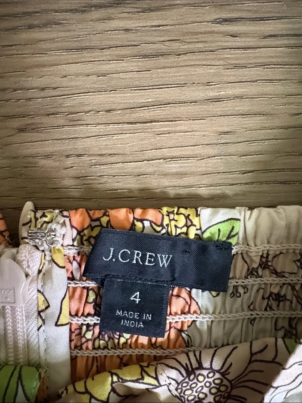 J. Crew Floral Square-Neck Peplum Blouse in White, Orange, Green